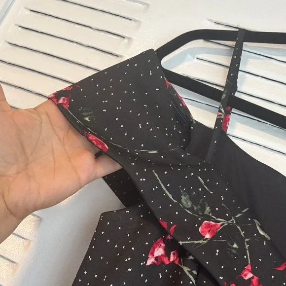 Le Château Black Floral Off-Shoulder Asymmetrical Dress - Picture 7 of 16